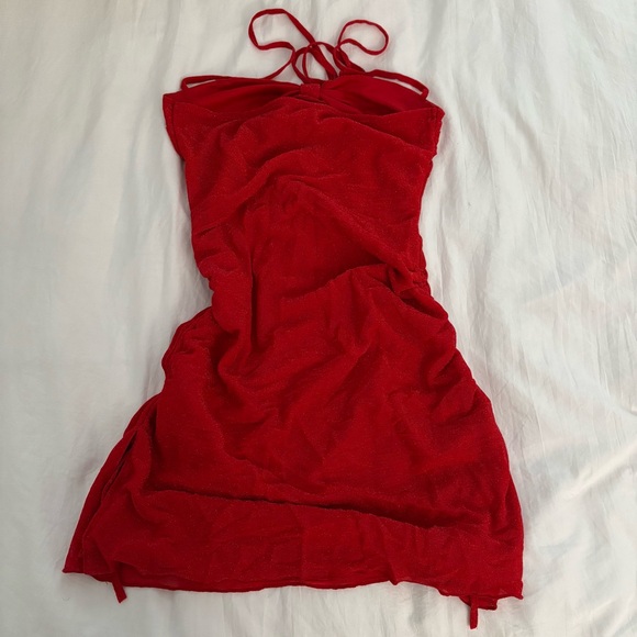 Red Glittery Mini Dress - Picture 3 of 4